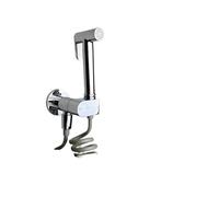 Handheld Bidet Sprayer Kit Bathroom Toilet Fixture Cold Tap Shine Chrome Brass Bidet Sprayer Set Solid with Switch Closet Shattaff(Chrome PVC Hose)