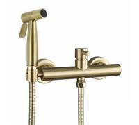 Handheld Bidet Sprayer Kit Brushed Gold Bidet Toilet Handheld Spray Brass Hot & Colde Faucet Shattaf Shower Sprayer Hold Hose BD996(15 cm)
