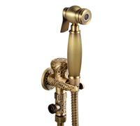 Handheld Bidet Sprayer Kit Hand Held Bidet Sprayer Douche Toilet Kit Antique Brass Shower Head Gold Copper Valve Set Jet Faucet(Style 6 Antique)