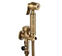 Handheld Bidet Sprayer Kit Hand Held Bidet Sprayer Douche Toilet Kit Antique Brass Shower Head Gold Copper Valve Set Jet Faucet(Style 10 Antique)