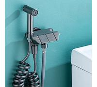 Handheld Bidet Sprayer Kit Piano Key Portable Cloth Diaper Sprayer Brass Bidet Faucets Bathroom Toilet Bidet Attachment Set with Telephone Shower Hose, Single Cold Water (Gun Grey)