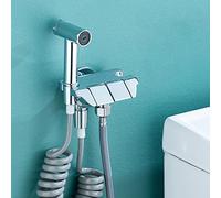 Handheld Bidet Sprayer Kit Piano Key Portable Cloth Diaper Sprayer Brass Bidet Faucets Bathroom Toilet Bidet Attachment Set with Telephone Shower Hose, Single Cold Water (Chrome)