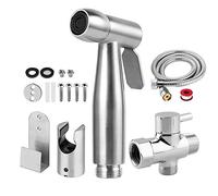 Handheld Bidet Sprayer Kit, Stainless Steel Shattaf Douche Muslim Shower Spray with Hose Bidet Holder Valve for Toilet Cleaning, Pet Bath, Personal Hygiene (includes T-adapter)