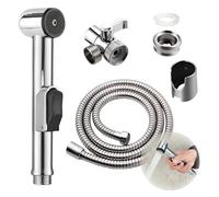 Handheld Bidet Sprayer Kit Stainless Steel Shattaf Muslim Toilet Shower | 2-Way Diaper Washer With Hose, Sink Faucet Diverter Head. Bathroom Shower & Douche Kit for Pet Bath, Baby Cloth. Silver