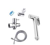 Handheld Bidet Sprayer Kit Toilet Hand Held Bidet Sprayer Kit Brass Chrome Plated Bathroom Faucet Spray Shower Head with Hose & T-Adapter & Holder(Color 1)