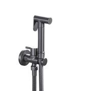 Handheld Bidet Sprayer Kit Wall Mounted Toilet Shower Bidet Spray Faucet Set with Spring PVC SS Hose Chrome/Black/Grey Metal Brass for Bathroom(Gray Set B)