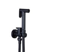 Handheld Bidet Sprayer Kit Wall Mounted Toilet Shower Bidet Spray Faucet Set with Spring PVC SS Hose Chrome/Black/Grey Metal Brass for Bathroom(Black Set B)