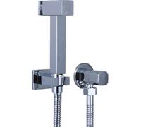 Handheld Bidet Sprayer Set with Pushing Button Chrome Polishing Douche Kit for Toilet Brass Square Shower Head Wall Mount Bidet Faucet Cold Water Compatible