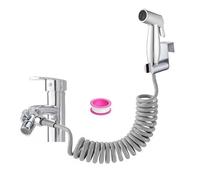 Handheld Bidet Sprayer, Toilet Bathroom Douche Cloth Washing Diaper Cleaning Shower Head with 2 Way Shower Diverter, Hose and Fitting, Perfect for Washing Hair or Wash Basin, ABS Material