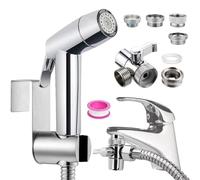 Handheld Bidet Sprayer Toilet Bathroom Douche Cloth Washing Diaper Cleaning Shower Head with with 2 Way Shower Diverter, 59in Hose and Hand Shower Holder