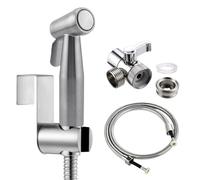 Handheld Bidet Toilet Set with Faucet Spray, 2m Shower Hose and Hooks, Perfect for Washing Hair or Wash Basin (Silver)