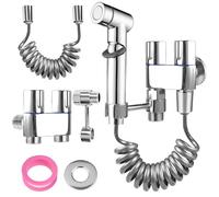 Handheld Bidet Toilet Sprayer Jet kit, Stainless Muslim Shower for Toilet, Equipped with a 1-in-2-out Dual-Control Valve Faucet and Hose, Durable and Leak-Proof, Suitable for Elderly and Infant Care