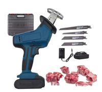 Handheld Bone Saw Machine, Electric Reciprocating Meat Saws, 0-3000RPM, Use: 30min + Silent, with 4 Saws + 1/2 Battery, for Cutting Frozen Food, Bone, Wood,1-Battery