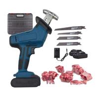 Handheld Bone Saw Machine, Electric Reciprocating Meat Saws, 0-3000RPM, Use: 30min + Silent, with 4 Saws + 1/2 Battery, for Cutting Frozen Food, Bone, Wood,2-Battery