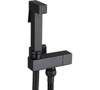 Handheld Brass Bidet Sprayer Kit For Toilet, Black Wall Mounted Personal Hygiene Spray With Complete Installation, G1/2