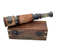 Handheld Brass Telescope Maritime Sailors Masterpiece with Wooden Box Pirate Spyglass