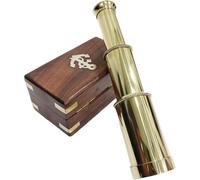 Handheld Brass Telescope with Rosewood Box Spyglass Decorative Telescope with Glass Optics for Travellers Adventure Collectibles