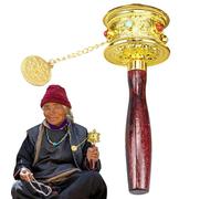 Handheld Buddhist Prayer Wheel - Spiritual Tibetan Mantra Spinner, Traditional Engraved Scripture Cylinder, Spiritual Meditation Device | Blessing Prayer Tool for Relaxation Yoga Practice