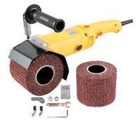 Handheld Burnishing Polishing Machine, 2200W Electric Wheel Polisher Sander 6 Speed Adjustable Wire Drawing Machine with 2 Polishing Wheels, for Metal Stainless Steel Wood Polishing 3200W yellow (Yel