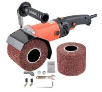 Handheld Burnishing Polishing Machine, 2200W Electric Wheel Polisher Sander 6 Speed Adjustable Wire Drawing Machine with 2 Polishing Wheels, for Metal Stainless Steel Wood Polishing 3200W yellow (Red