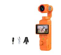 Handheld Camera with 32GB Memory Card, Orangecolor SINGLE CAMERA | Real-Time Framing Preview, Automatic Face Tracking, Joystick and Button Controls for Vlogs and Everyday Filming