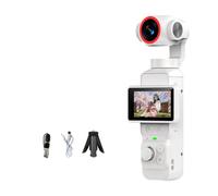 Handheld Camera with 32GB Memory Card, White SINGLE CAMERA | Real-Time Framing Preview, Automatic Face Tracking, Joystick and Button Controls for Vlogs and Everyday Filming