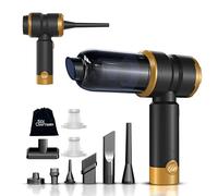 Handheld Car Vacuum Cleaner with 15000Pa Strong Suction, 4 in 1 Cordless Mini Portable Vacuum & Air Duster with 2000mAh Battery, Small Powerful Rechargeable Vacuum for Car,Home,Office(Gold)