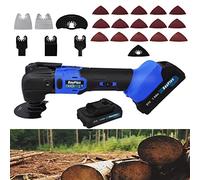 Handheld Cordless Oscillating Multi Tool Kit, Brushless Motor Power Oscillating Multi Tool with 22 Piece Blades Sander for Cutting Metal, LED 6 Variable Speed Universal Fit Mini Saw & Grinder