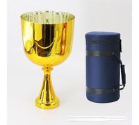 Handheld Crystal Chalice, Electroplated Golden Singing Bowl, With Carry Case And Acrylic Striker, For Yoga Meditation, Sound Healing (432Hz 8 Inch F Note)