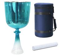 Handheld Crystal Singing Bowl for Meditation & Sound Bath, Cyan Plating Pure Quartz Chakra Music Bowl with Percussion Hammer & Travel Backpack(432Hz,8inch C note)