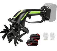 Handheld Cultivator, Cordless Mini Cultivator, Soil Cultivator and Weeder, Tilling Width and Depth 10 Cm, Hardened Rear Blades, Built-in Safety Lock, for Gardens and Lawns(A)