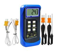 Handheld Digital K-Type Thermometer with Dual Channels and 4 Thermocouples (Wired & Stainless Steel) -50 to 1300°C (-58 to 2372°F) Range Kelvin Scale, High-Temperature Measurement Sensor