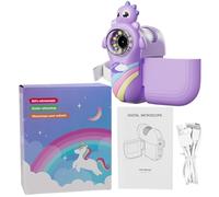 Handheld Digital Microscope 1000X 2 Inch LCD Screen 1080P Kids Microscope with LED Light for Young Scientists Exploration Purple