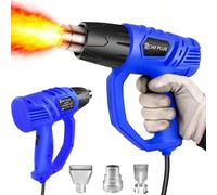 Handheld DIY Heat Gun, 2000W Professional Hot Air Gun Kit 300℃ & 600℃ Dual-Temperature Settings, Overload Protection, Fast Heating, for Shrinking PVC, Paint Stripping, Shrink, Wrapping, Crafts, Blue