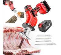 Handheld Electric Bone Saw - LED Light + 4 Saw Blades, Cordless Reciprocating Saw - 6.0Ah Lithium Battery Powered, for Bones, Meat, Wood, Metal, Plastic