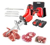 Handheld Electric Bone Saw, Portable Reciprocating Saw, with LED Lighting/Protection Switch, Speed: 0-3000r/min, with Saw X 4, for Wood, Trees Cutting, Pipe Bones,2-Battery