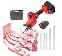 Handheld Electric Butcher Bone Saw, Electric Meat Saw for Butchering, LED Auxiliary Lighting, for Cutting Meat Bones/Branches, for Commercial Home with 4 Blades and Storage Box (1 Battery)