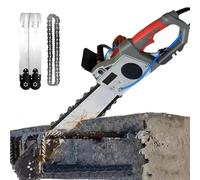Handheld Electric Chainsaw for Concrete and Granite Cutting, Diamond Chain Wall Cutter with Water Fed Dust Suppression, 2 Chains and 2 Guide Bars, Cutting Depth 35cm