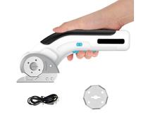 Handheld Electric Fabric Scissor Cordless Battery Powered with 2 Blades, Portable 4V Power Shears with Rechargeable 2Ah Lithium Battery, 340 RPM Cut Speed, 25mm Cut Thick for Leather, Plastic, Carpet