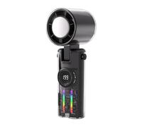 Handheld Electric Fan, Folding Cooling Fan With Atmosphere Lights, Portable Hot Weather Must Have for Camping Traveling Work Picnic