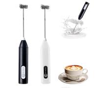 Handheld Electric Milk Frother, 2025 New Milk Frother Electric, Coffee Whisk Foam Mixer, Mini Whisk with 3 Speeds Adjustable for Latte, Cappuccino, Hot Chocolate, Egg (Black & White)