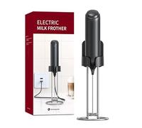 Handheld Electric Milk Frother, USB Rechargeable, Electric Whisk with Stand and 2-in-1 Wall Mounted Bracket, Mini Foam Maker for Coffee, Hot Chocolate, Frappe, Latte, Matcha (Black)