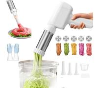Handheld Electric Pasta Maker, 5-in-1 Cordless Pasta Maker for Kitchen, Stainless Homemade Spaghetti Machine (A)