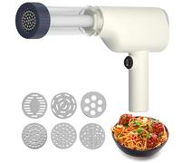 Handheld Electric Pasta Maker,6-in-1 Homemade Cordless Pasta Machine,Portable Automatic Pasta Noodle Maker with Pasta Shaping Discs for Idiyappam, Pasta and Homemade Noodles (Plastic)