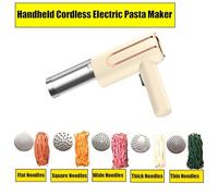 Handheld Electric Pasta Maker, Cordless Noodle Maker Machine with Rechargeable Battery, Automatic Pasta Maker with 5 Shaping Moulds Food-Grade Material, Detachable Washable for Home Kitchen(Beige)
