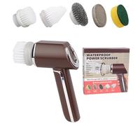 Handheld Electric Spin Scrubber - USB Cordless Spin Scrubber with 5 Interchangeable Heads, Rotary Powered Scrubbing Electric Cleaning Brushes, Bathroom Floor Wall Dish Tile Grout（Z)