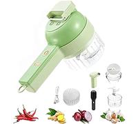 Handheld Electric Vegetable Cutter Set, 2023 New 4 in 1 USB Rechargeable Electric Garlic Mud Masher, Kitchen Vegetable Slicer Dicer for Garlic Pepper Chili Onion Celery Ginger Meat, qzjijosen
