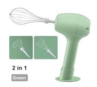 Handheld Electric Whisk Mixer, Rechargeable Wireless Automatic Mini Blender with 2 Speeds, Stainless Steel Beatens for Cream and Dough, Compact Storage Design(light green)