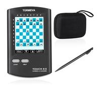 Handheld Electronic Chess Game with Case, Chess Computer for Practice | 30 levels up to 1450 ELO, built-in chess teaching, 220 master games, 10 mate-in-two problems, 8 games and 7 languages