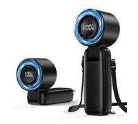 Handheld fan,180° foldable,dual-mode speed control:1-100+6-speed mini portable fan,USB charging,5000mAh battery,LED display,for outdoor & travel & dormitory & office & indoor cooling(Jet black)